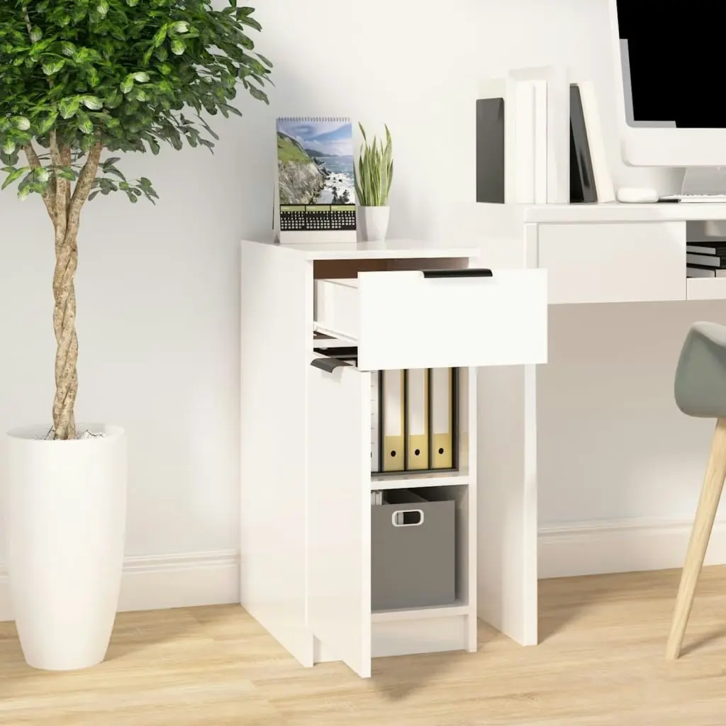 Desk Cabinet High Gloss White 33.5x50x75 cm Engineered Wood 811508