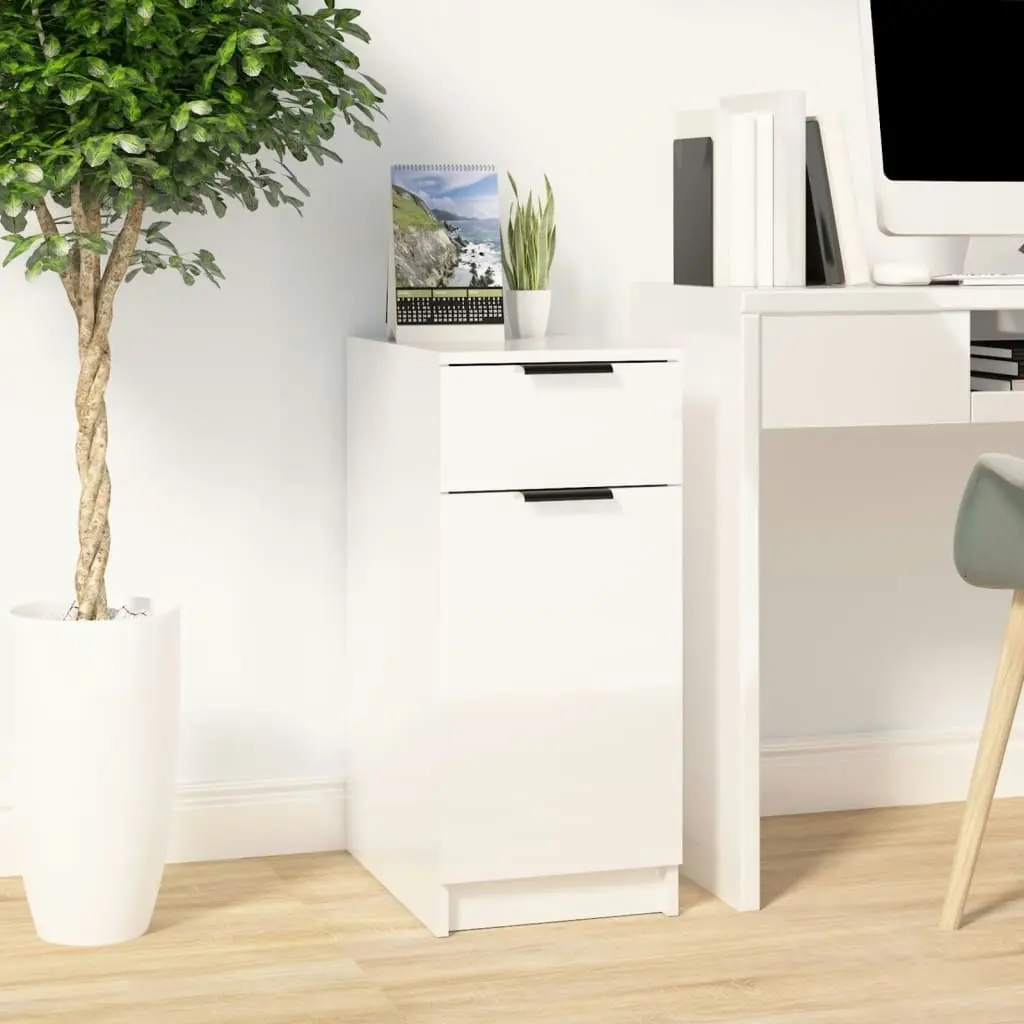 Desk Cabinet High Gloss White 33.5x50x75 cm Engineered Wood 811508