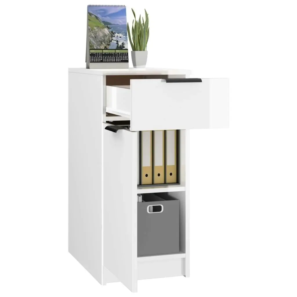 Desk Cabinet High Gloss White 33.5x50x75 cm Engineered Wood 811508