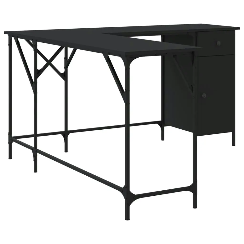 Desk Black 141x141x75 cm Engineered Wood 837597