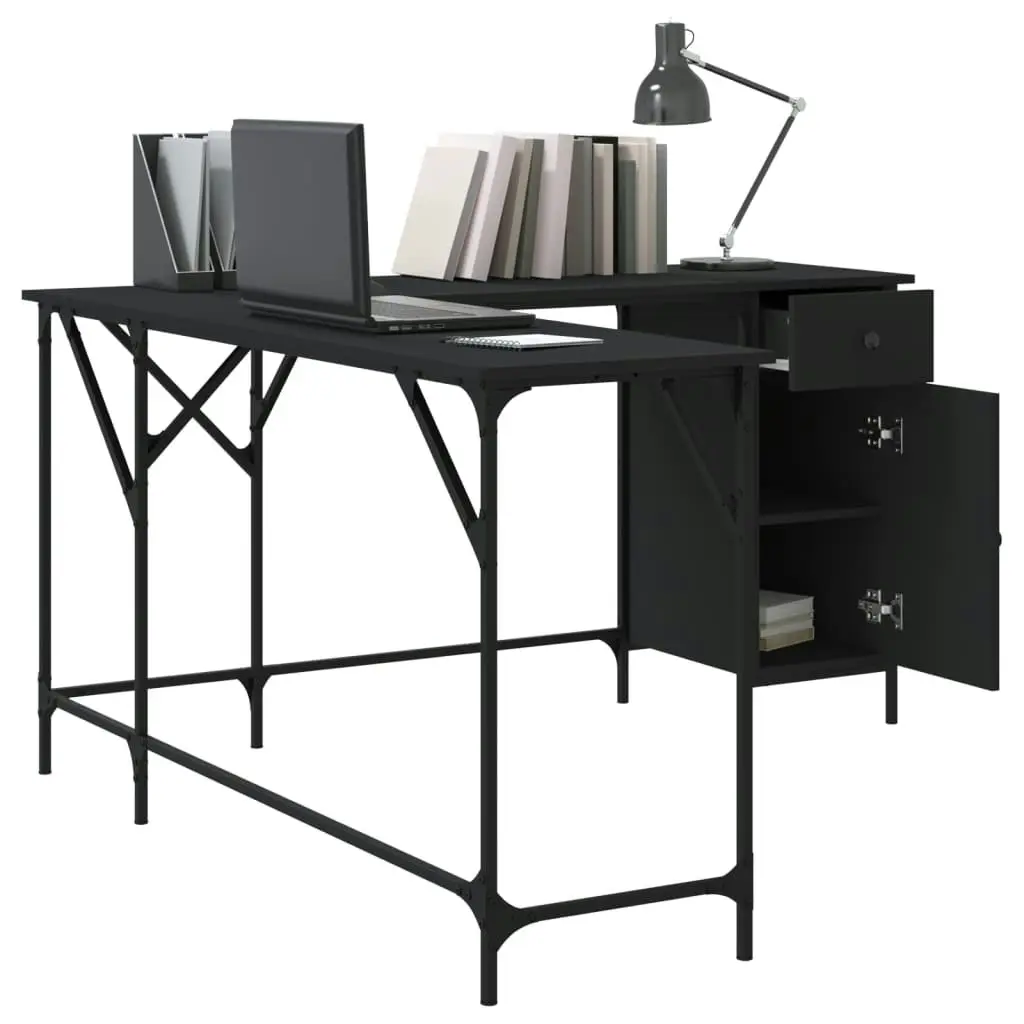 Desk Black 141x141x75 cm Engineered Wood 837597