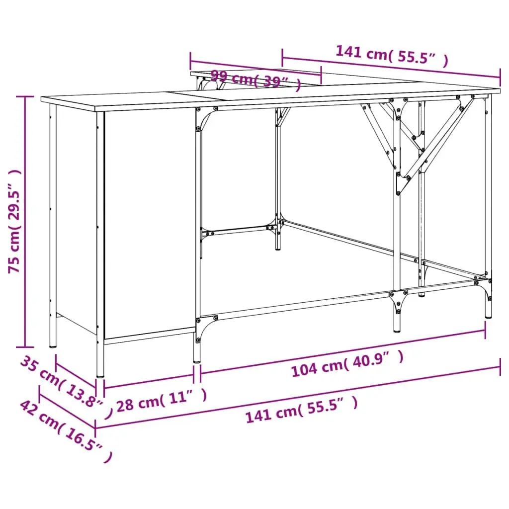 Desk Black 141x141x75 cm Engineered Wood 837597