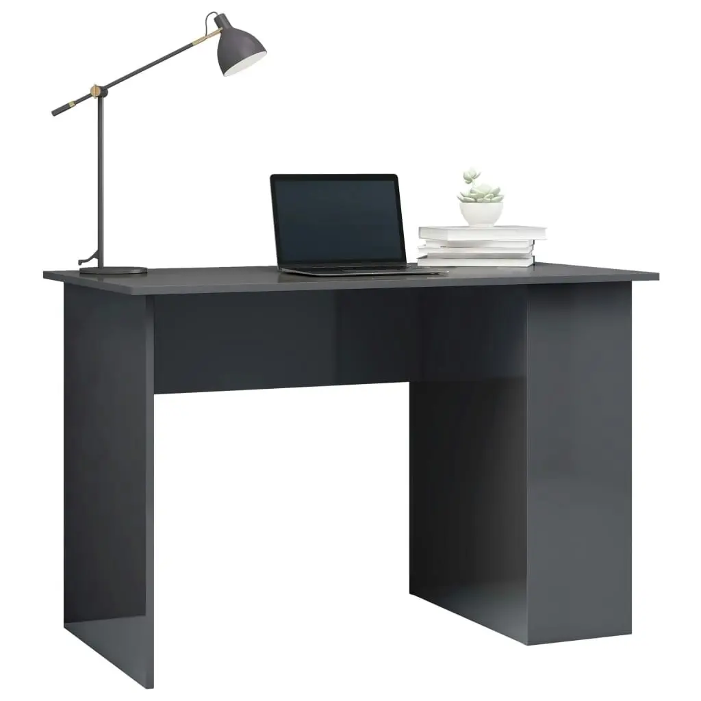 Desk High Gloss Grey 110x60x73 cm Engineered Wood 800584