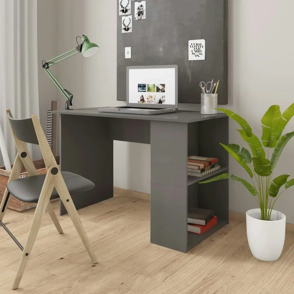 Desk High Gloss Grey 110x60x73 cm Engineered Wood 800584