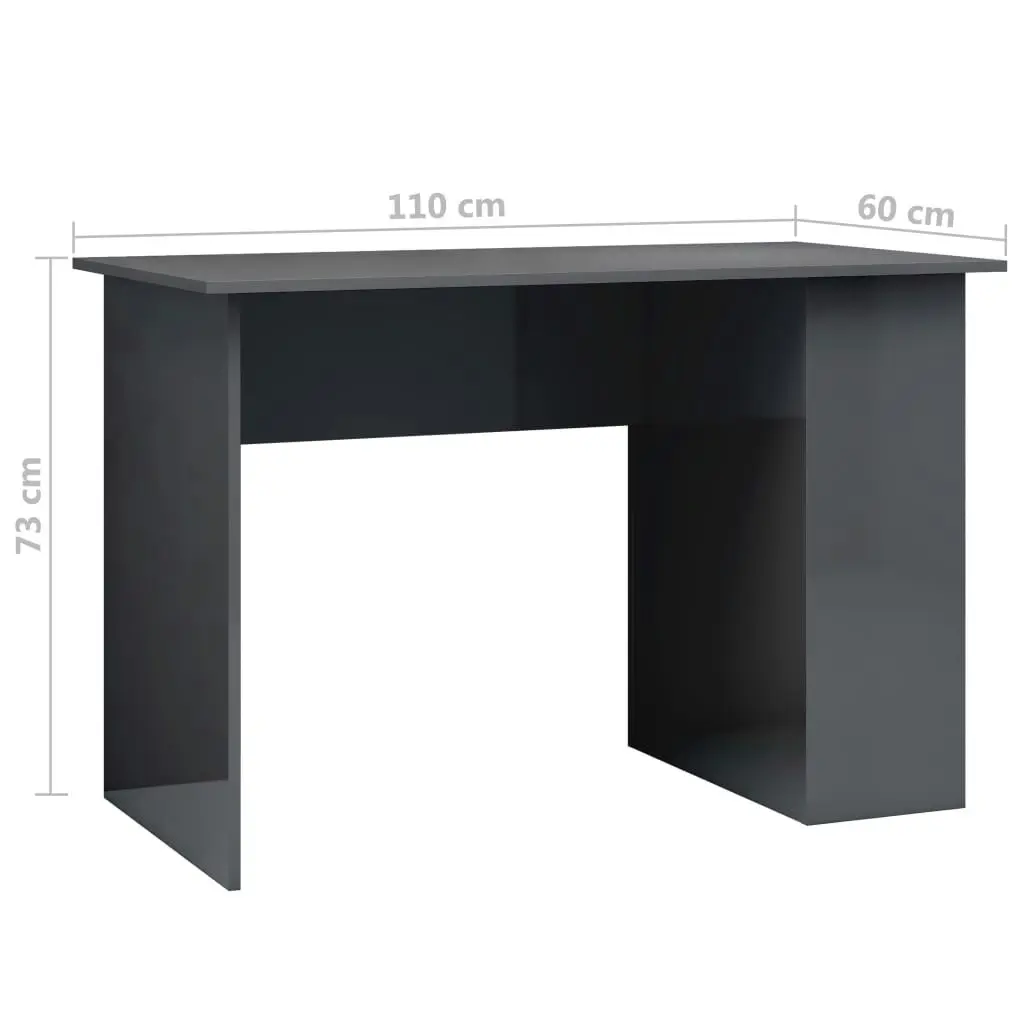 Desk High Gloss Grey 110x60x73 cm Engineered Wood 800584