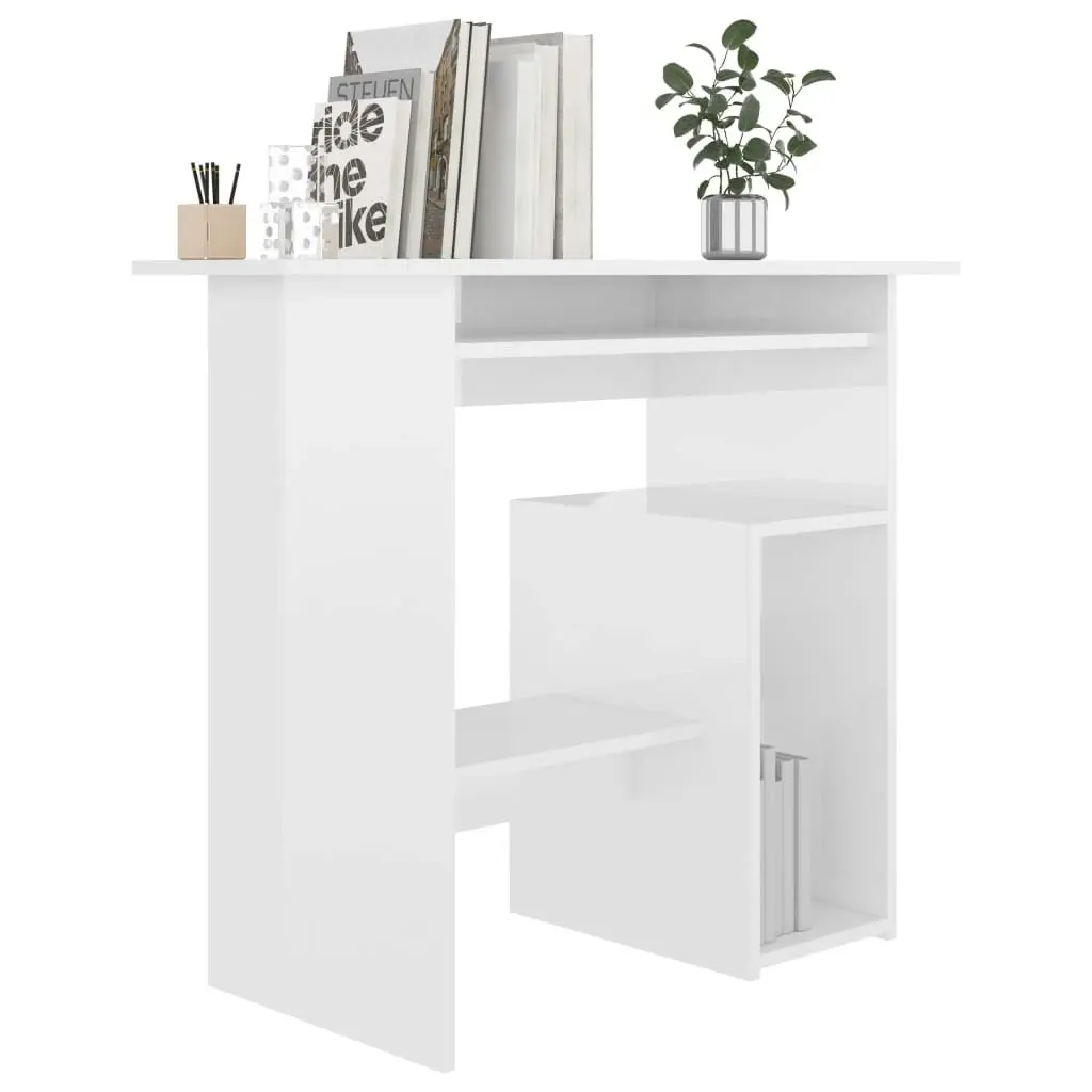 Desk High Gloss White 80x45x74 cm Engineered Wood 801370