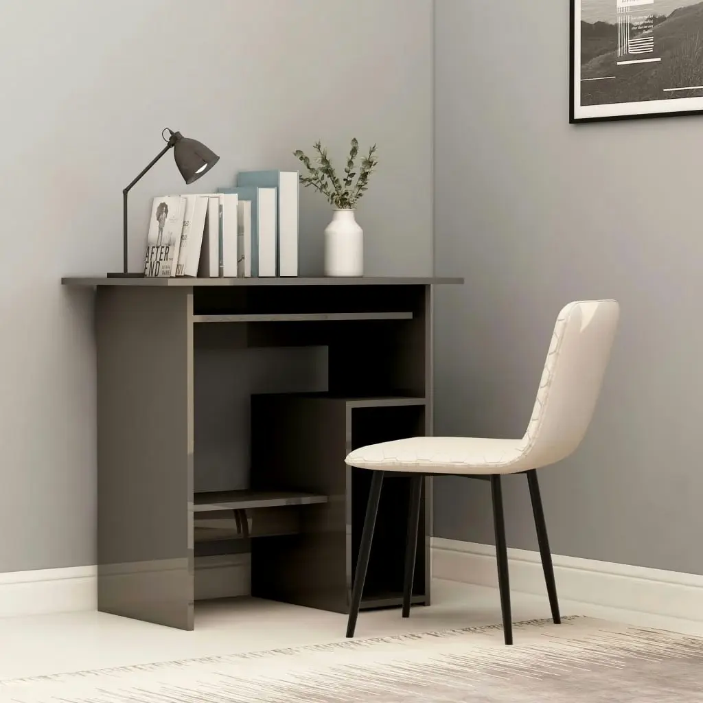 Desk High Gloss Grey 80x45x74 cm Engineered Wood 801372