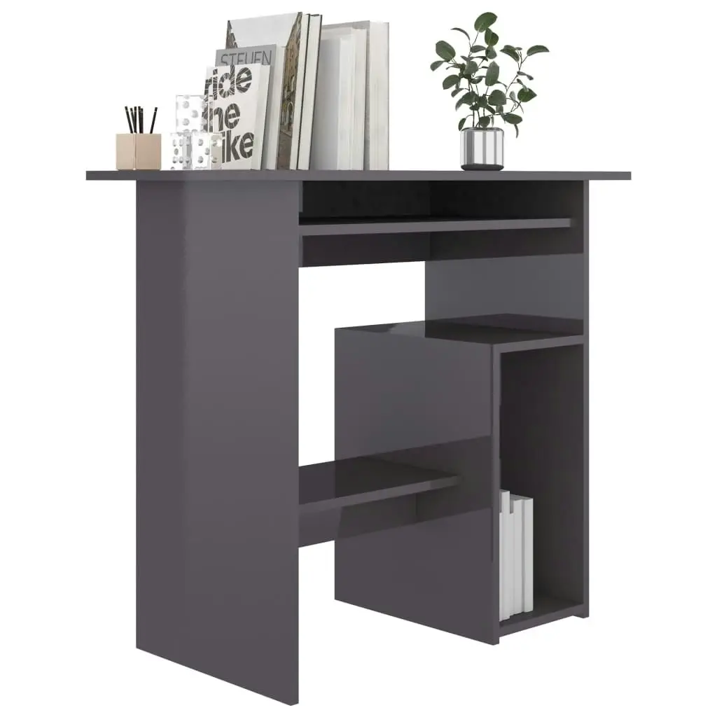 Desk High Gloss Grey 80x45x74 cm Engineered Wood 801372