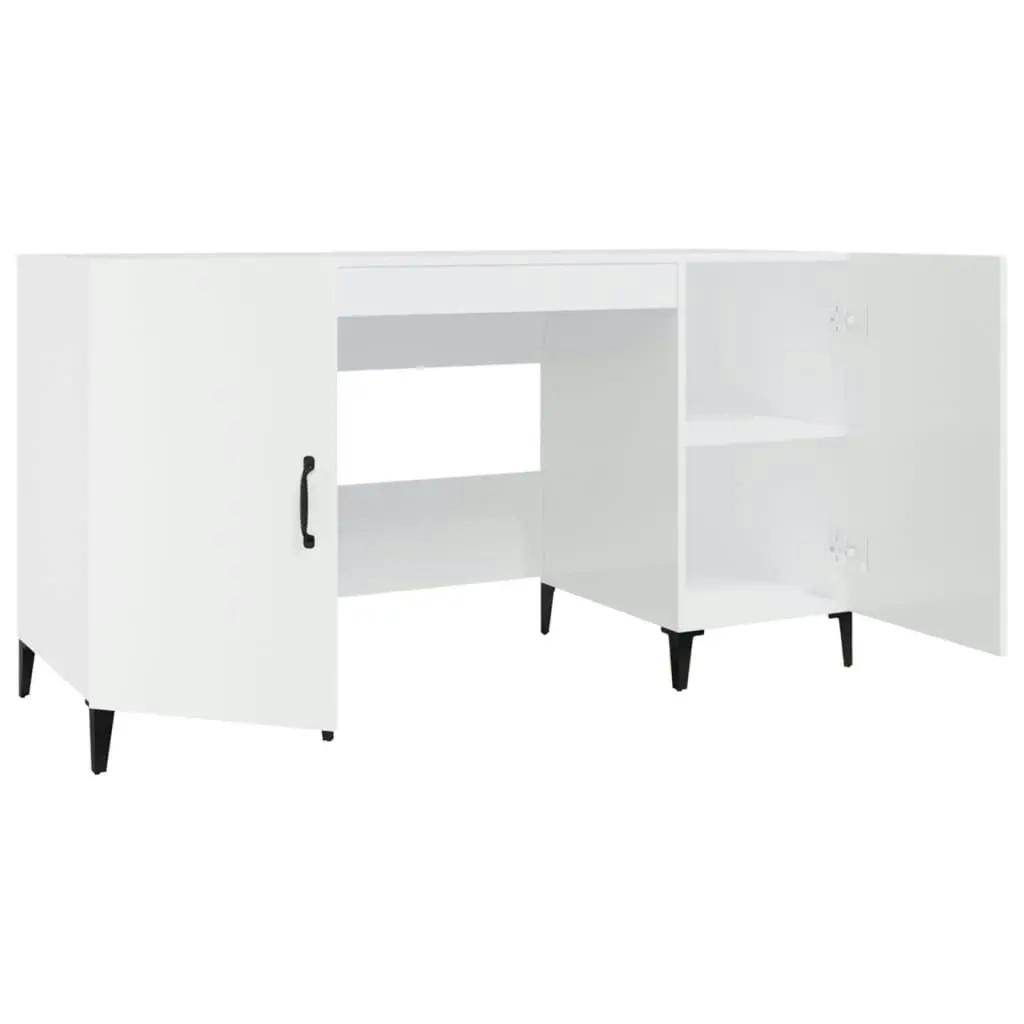 Desk High Gloss White 140x50x75 cm Engineered Wood 812777