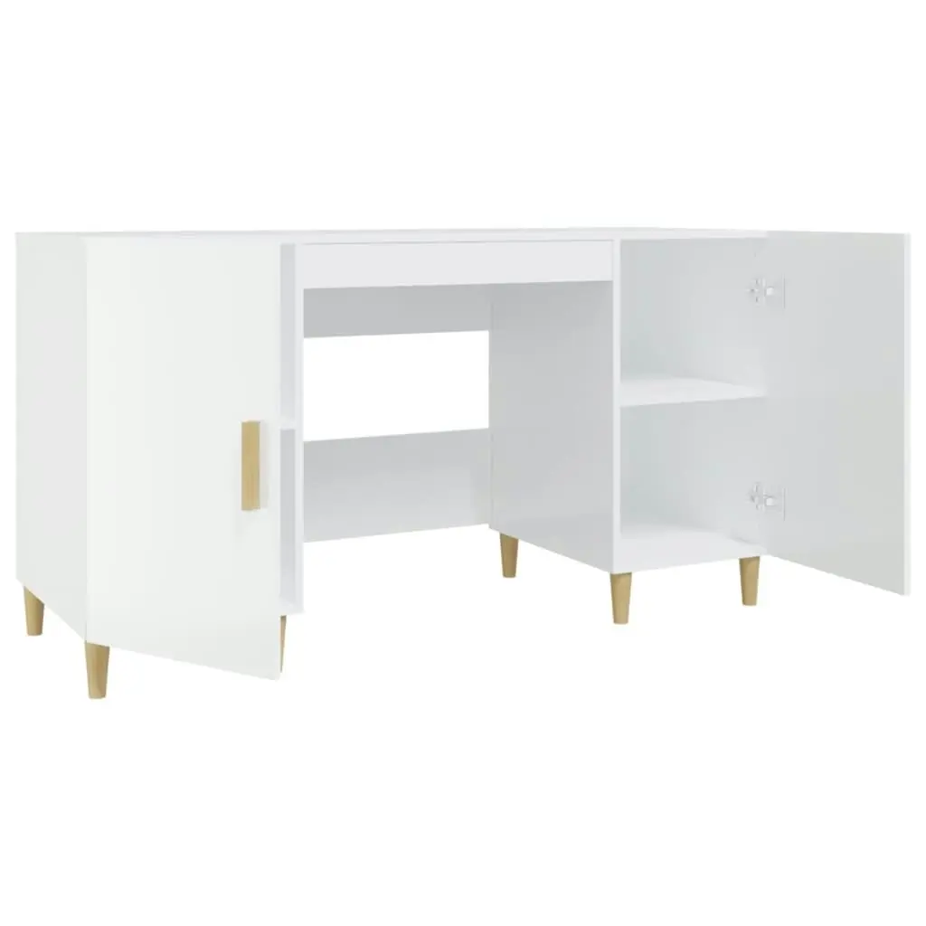 Desk High Gloss White 140x50x75 cm Engineered Wood 812768