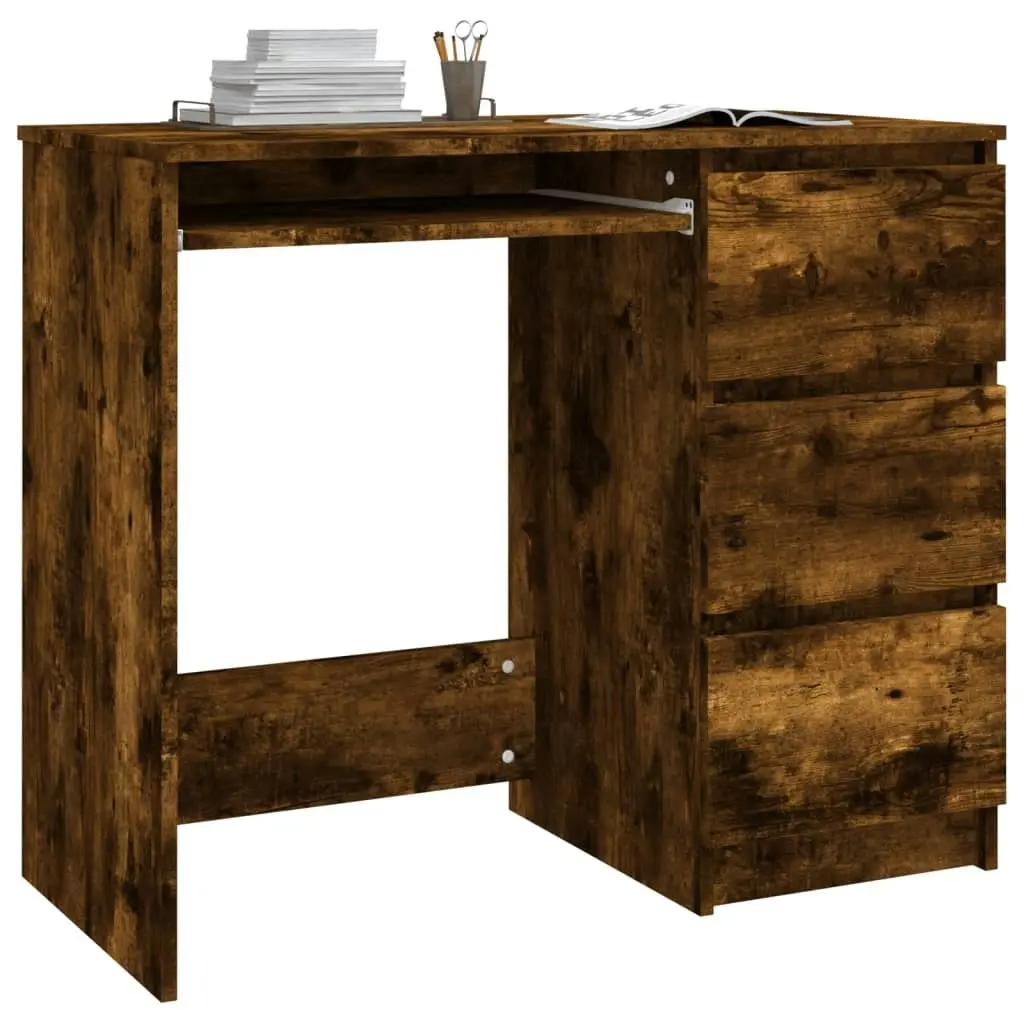 Desk Smoked Oak 90x45x76 cm Engineered Wood 815507