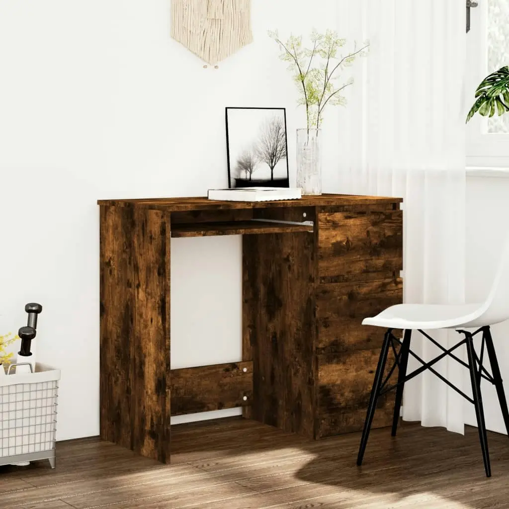 Desk Smoked Oak 90x45x76 cm Engineered Wood 815507