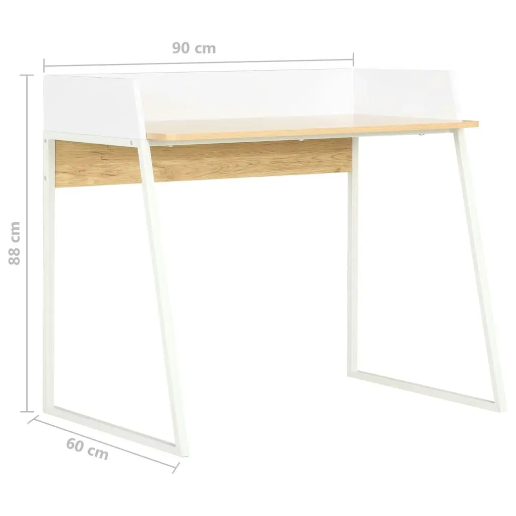 Desk White and Oak 90x60x88 cm 20265