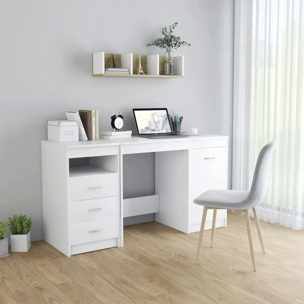 Desk White 140x50x76 cm Engineered Wood 3054780