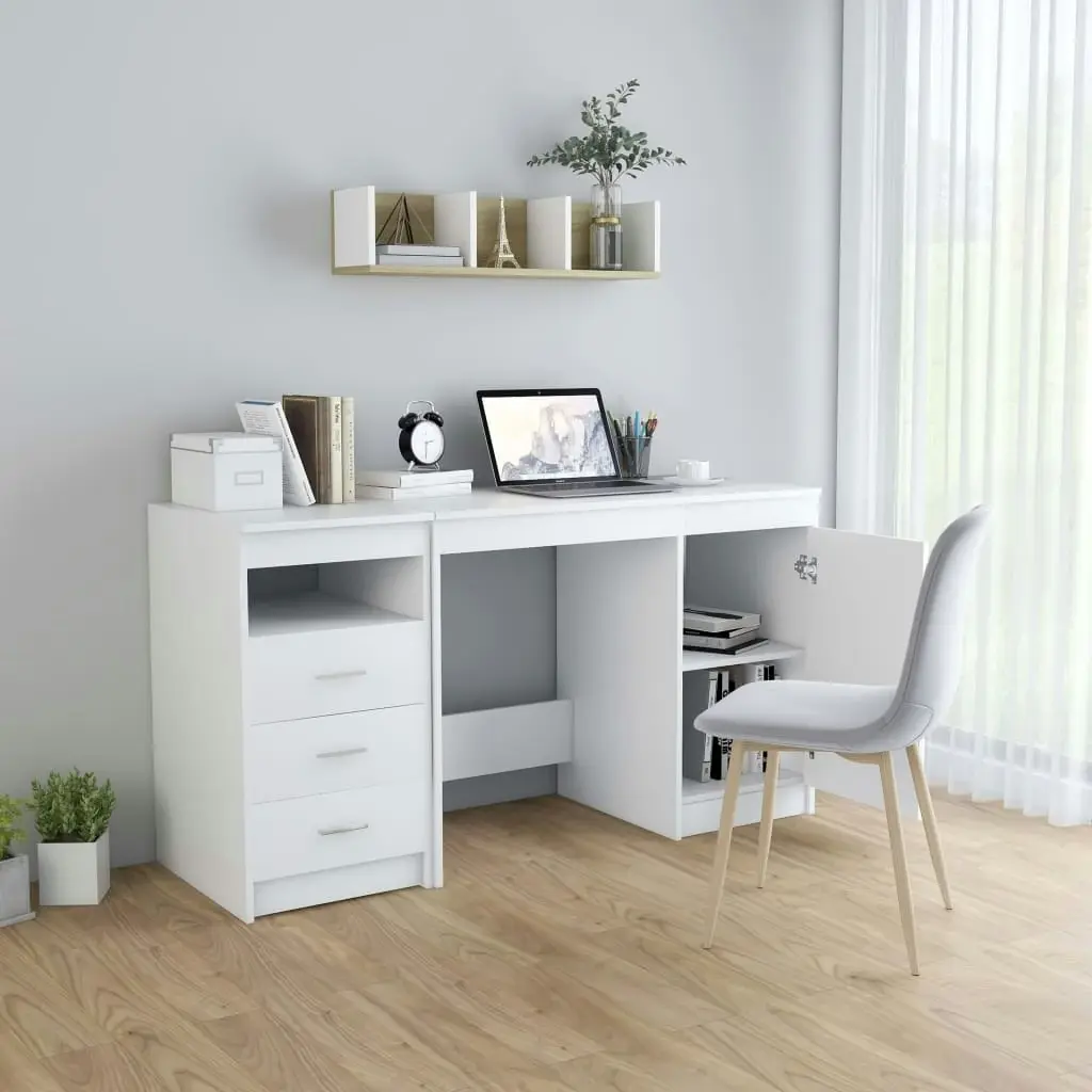 Desk White 140x50x76 cm Engineered Wood 3054780