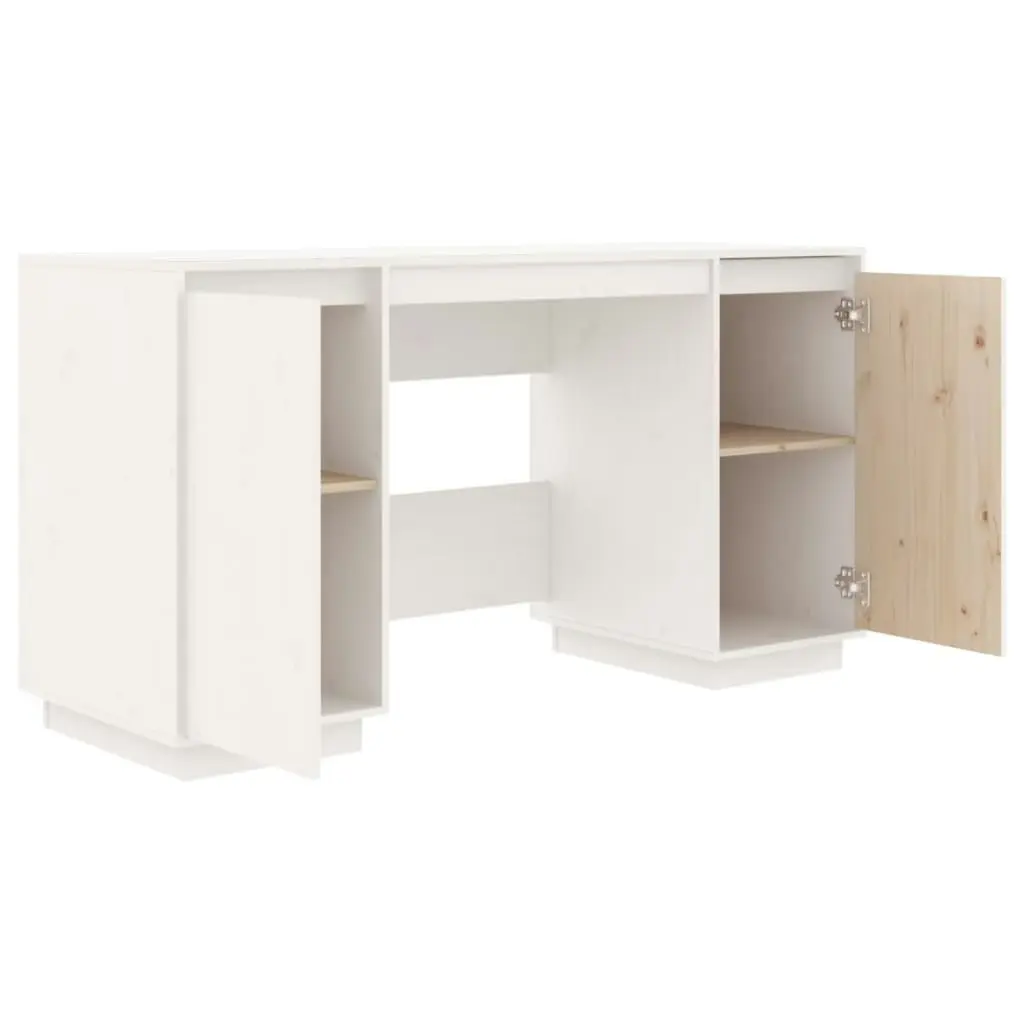 Desk White 140x50x75 cm Solid Wood Pine 814325