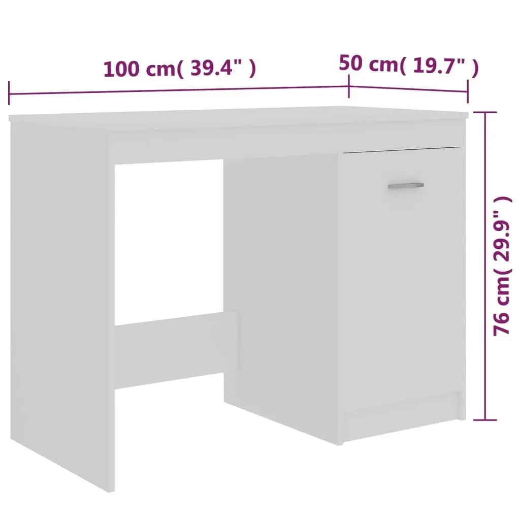 Desk White 100x50x76 cm Engineered Wood 801796