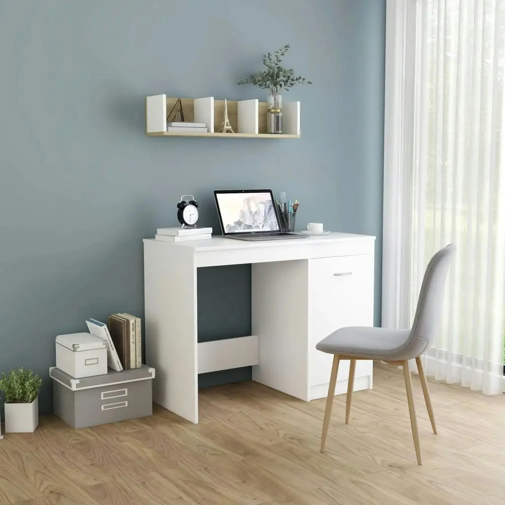 Desk White 100x50x76 cm Engineered Wood 801796