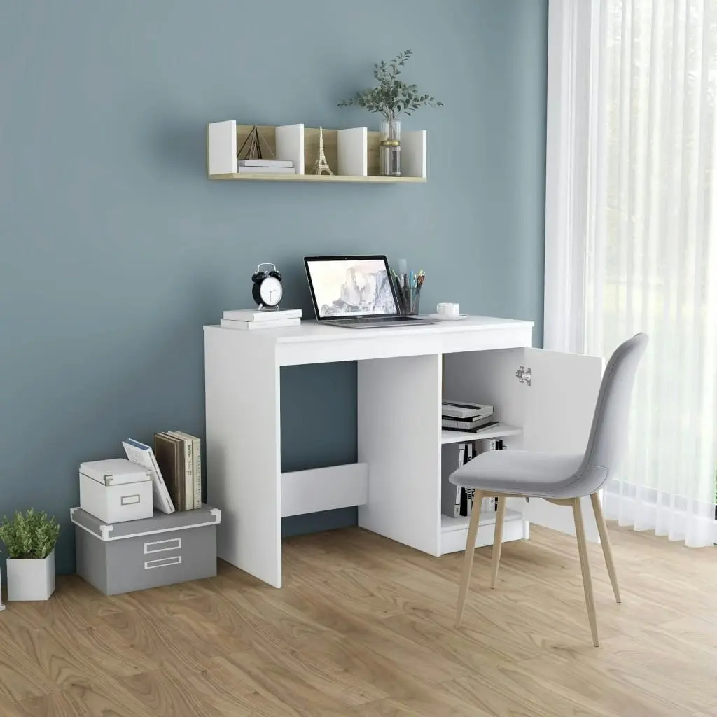 Desk White 100x50x76 cm Engineered Wood 801796