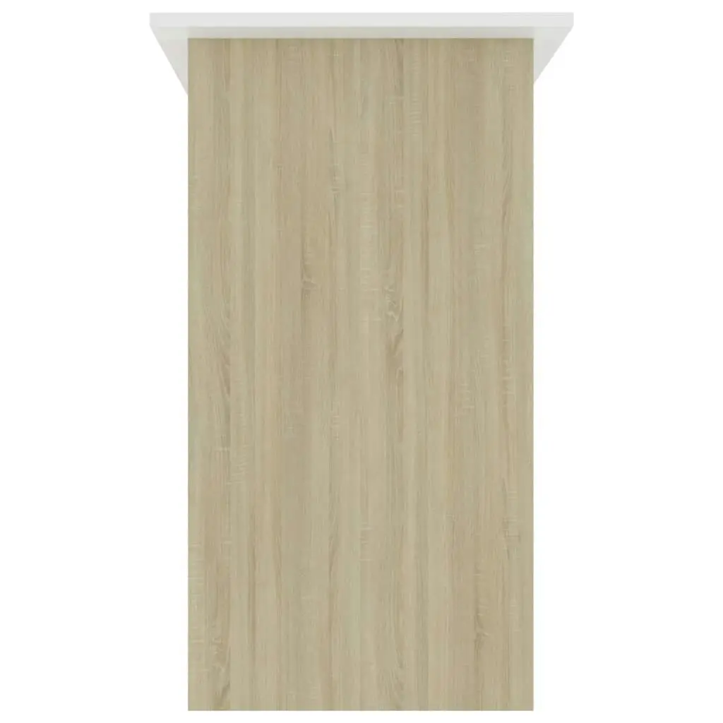 Desk White and Sonoma Oak 80x45x74 cm Engineered Wood 801369