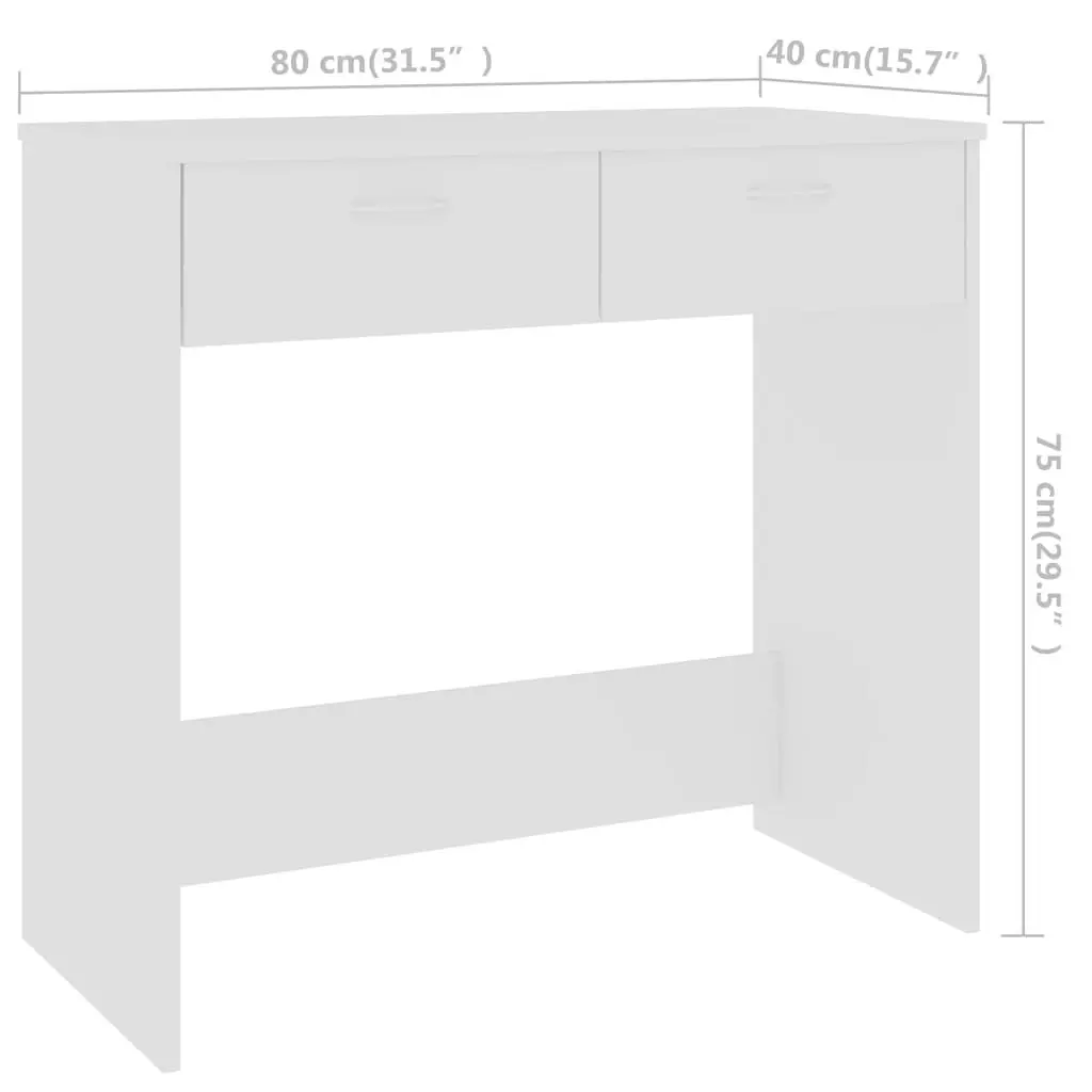 Desk White 80x40x75 cm Engineered Wood 801355