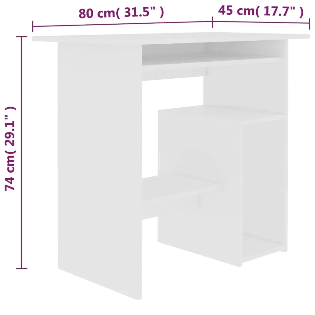 Desk White 80x45x74 cm Engineered Wood 801364