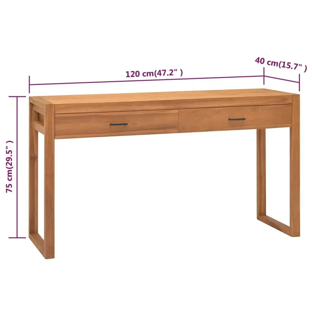 Desk with 2 Drawers 120x40x75 cm Solid Wood Teak 337920