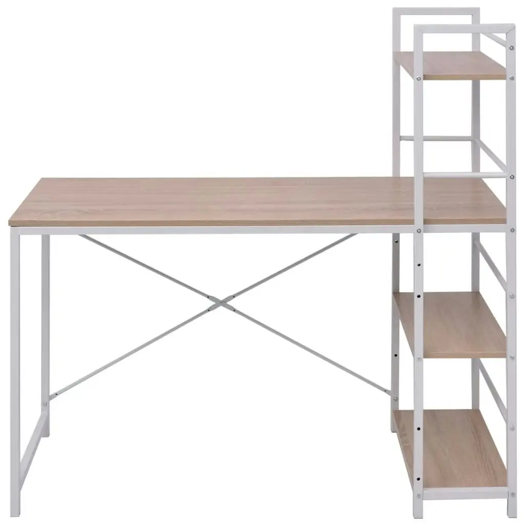 Desk with 4-Tier Bookcase Oak 20134