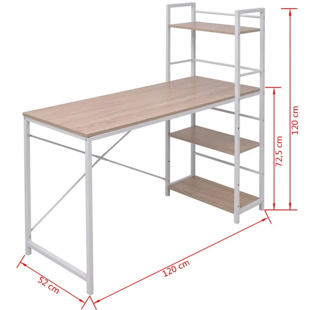 Desk with 4-Tier Bookcase Oak 20134