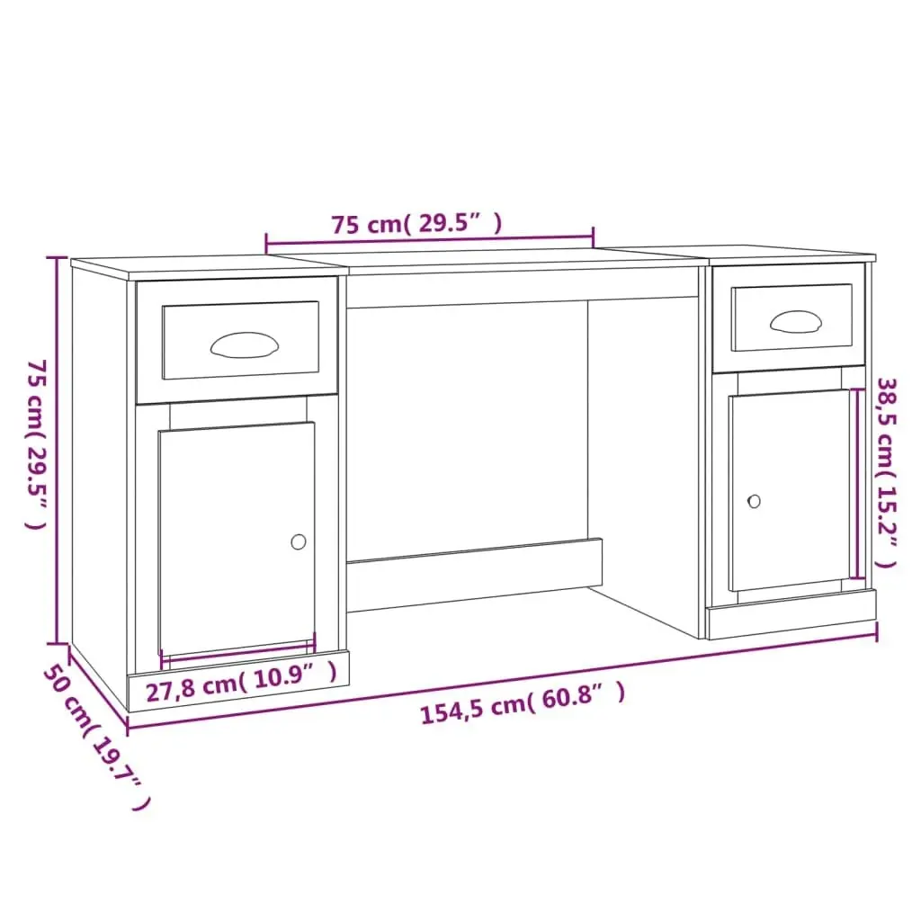 Desk with Cabinet Grey Sonoma Engineered Wood 3185333