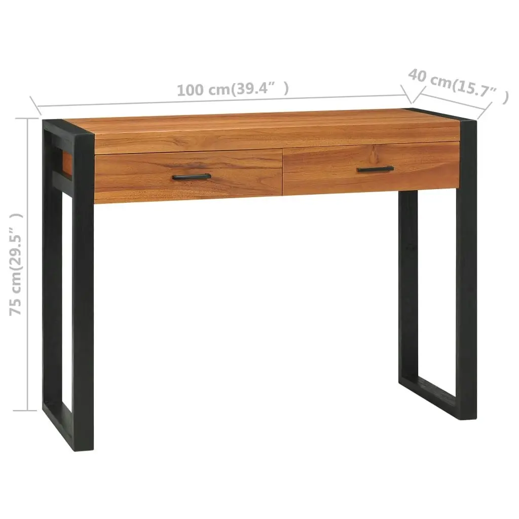 Desk with 2 Drawers 100x40x75 cm Teak Wood 325268