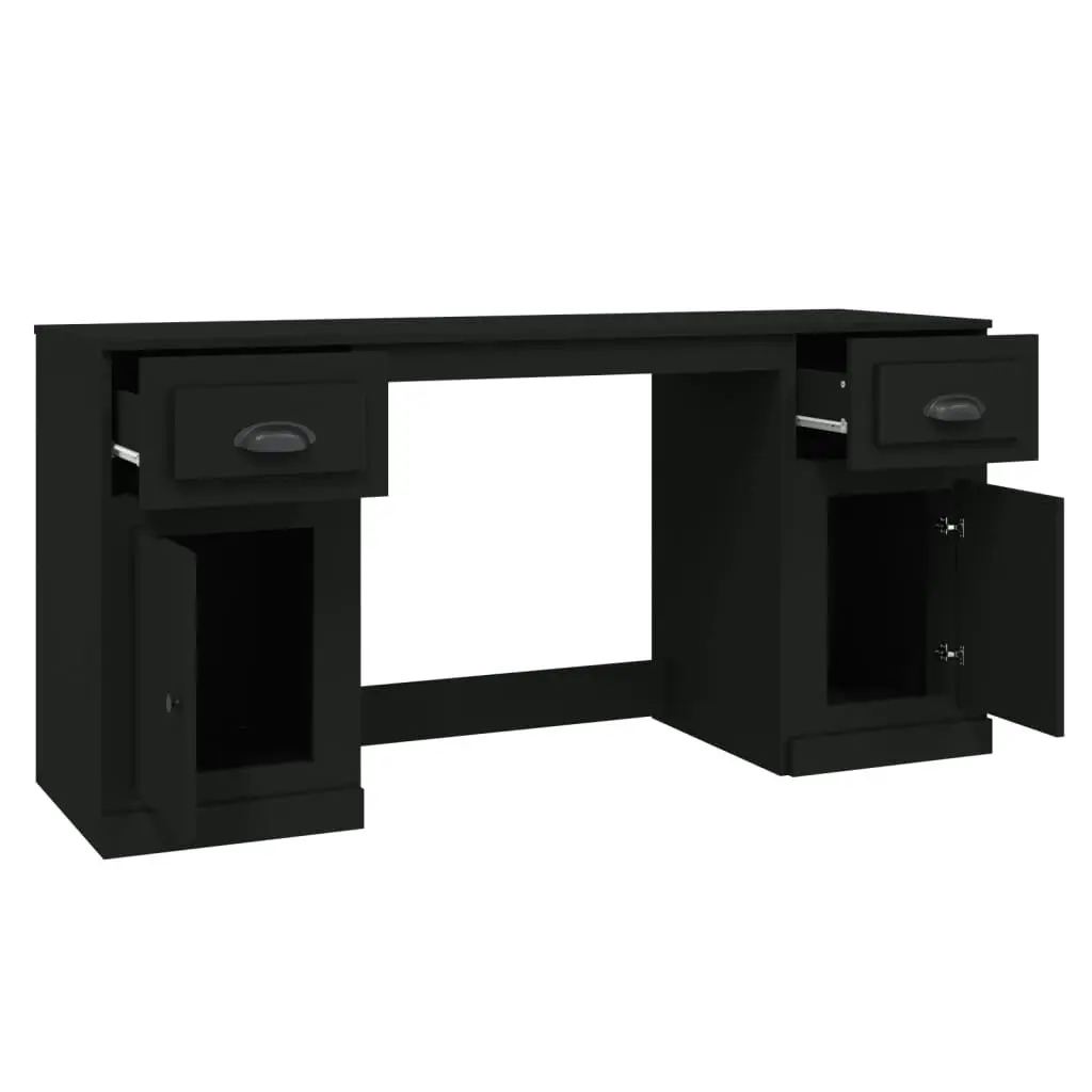 Desk with Cabinet Black Engineered Wood 3185328