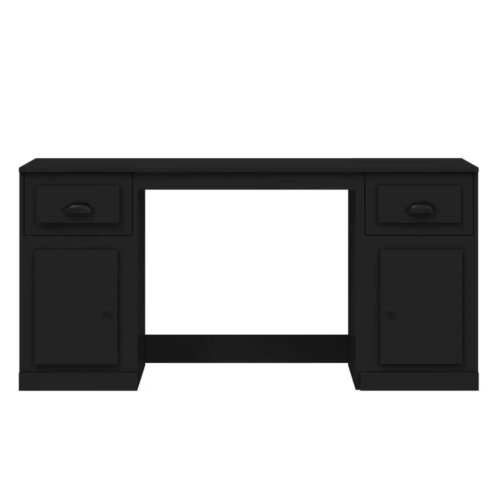 Desk with Cabinet Black Engineered Wood 3185328