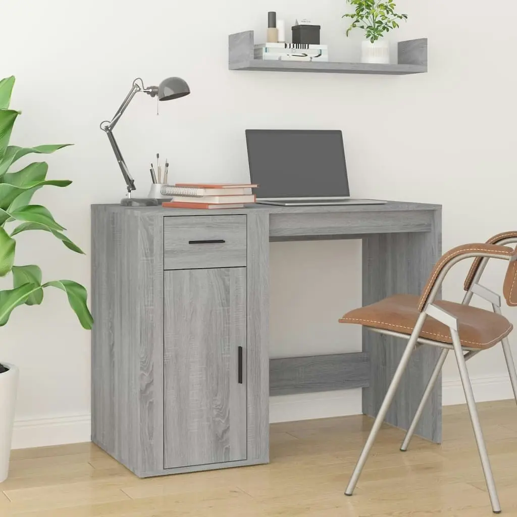 Desk with Cabinet Grey Sonoma Engineered Wood 3185437