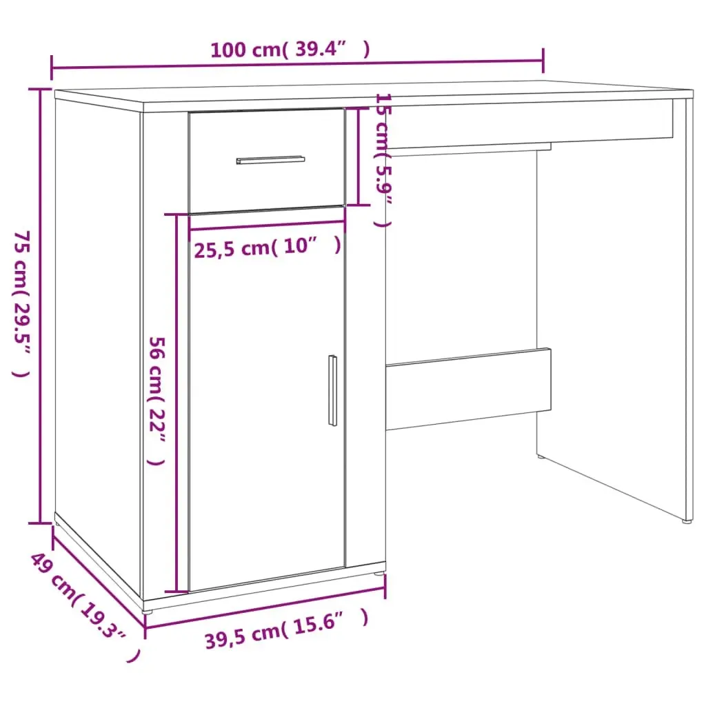 Desk with Cabinet Grey Sonoma Engineered Wood 3185437