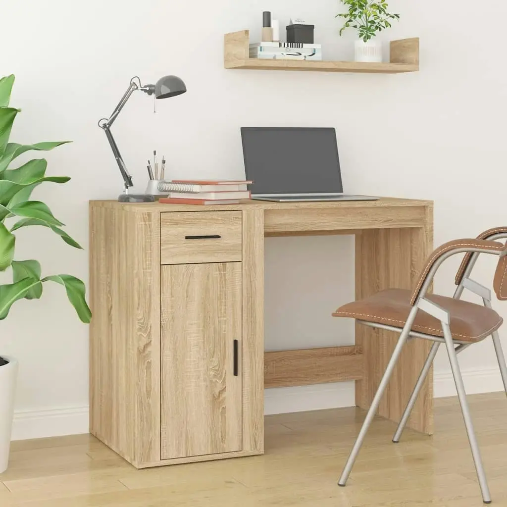 Desk with Cabinet Sonoma Oak Engineered Wood 3185434