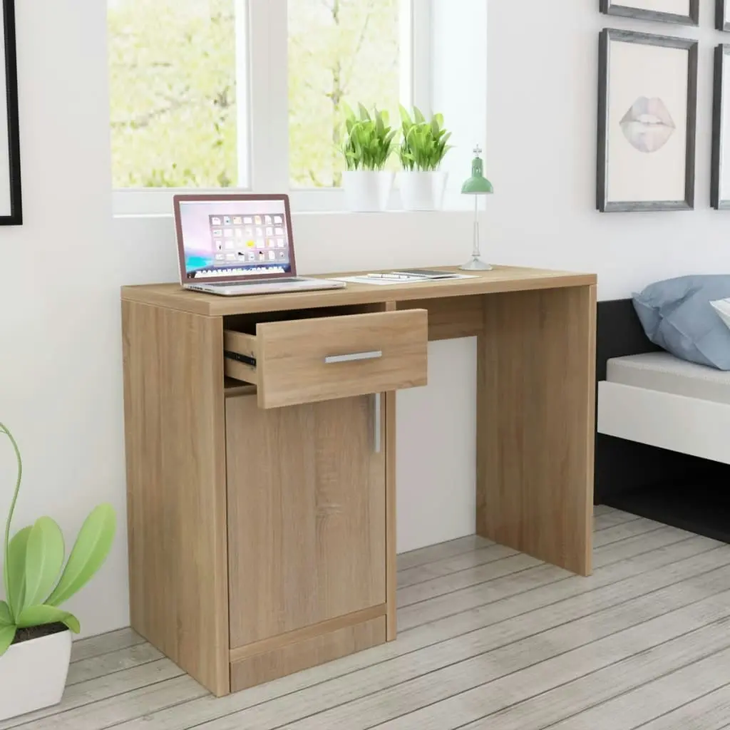 Desk with Drawer and Cabinet Oak 100x40x73 cm 243057