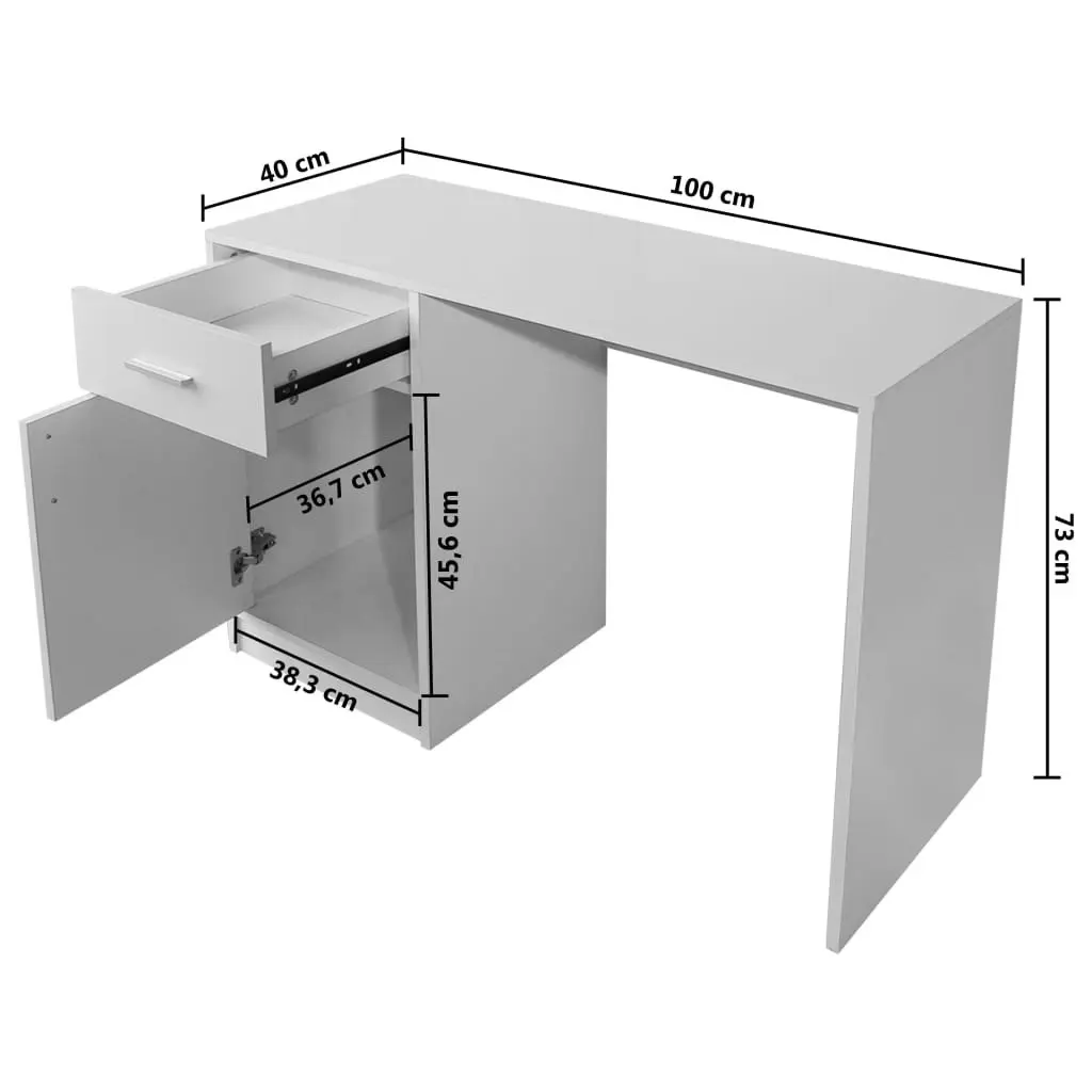 Desk with Drawer and Cabinet White 100x40x73 cm 243058