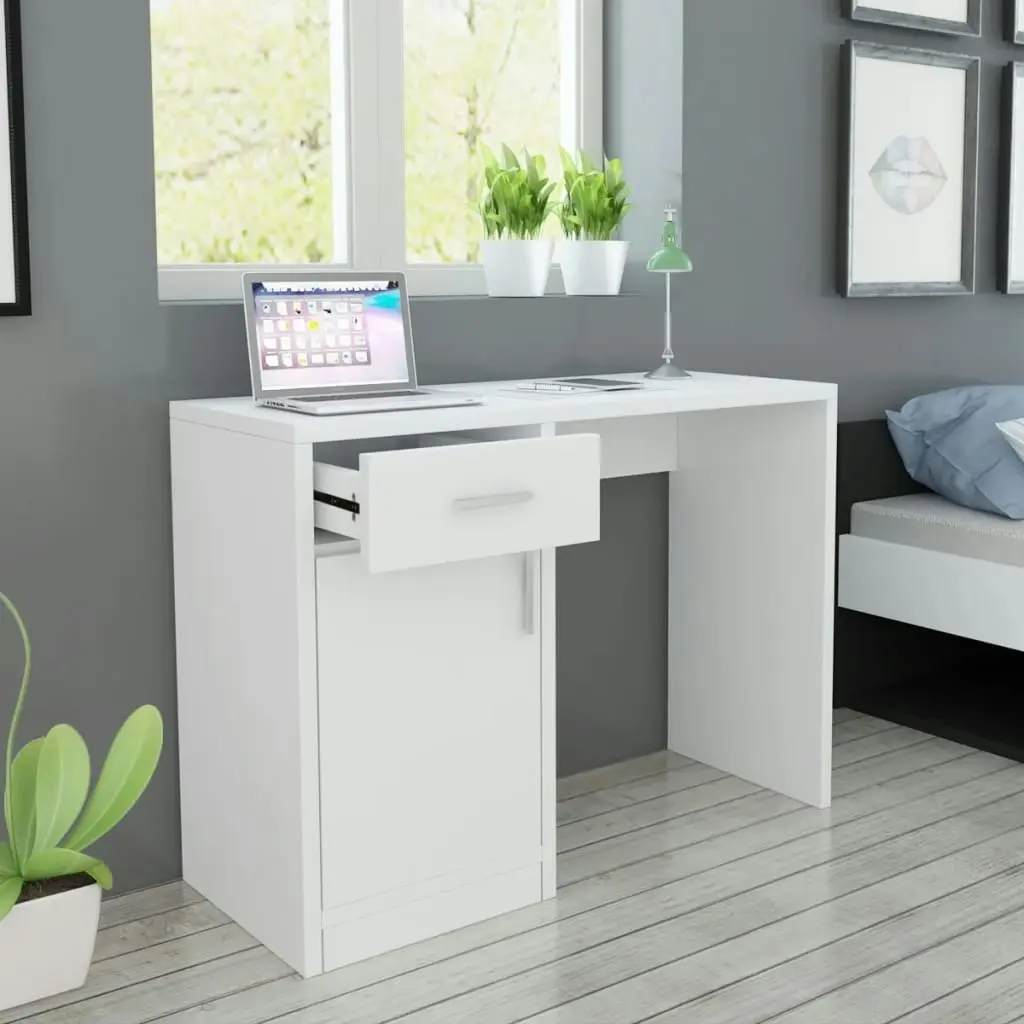 Desk with Drawer and Cabinet White 100x40x73 cm 243058