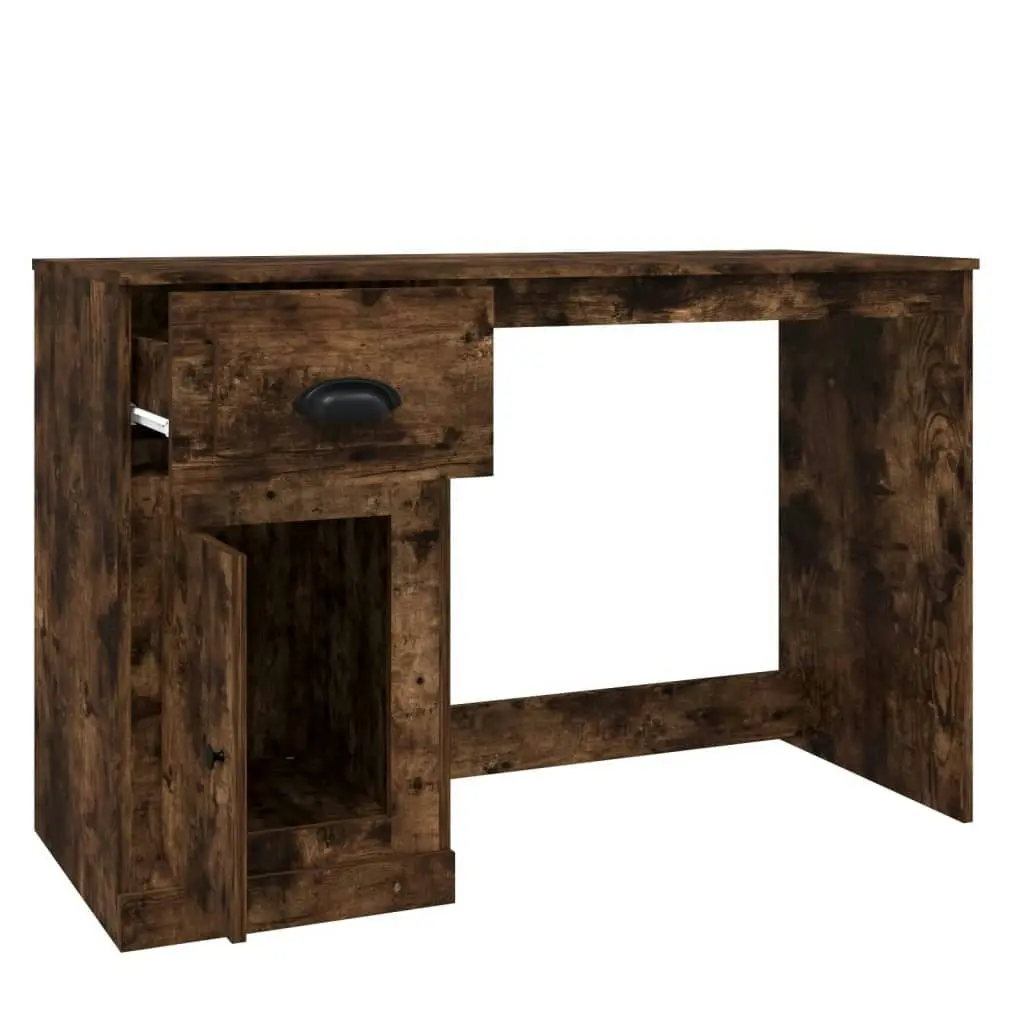 Desk with Drawer Smoked Oak 115x50x75 cm Engineered Wood 816477