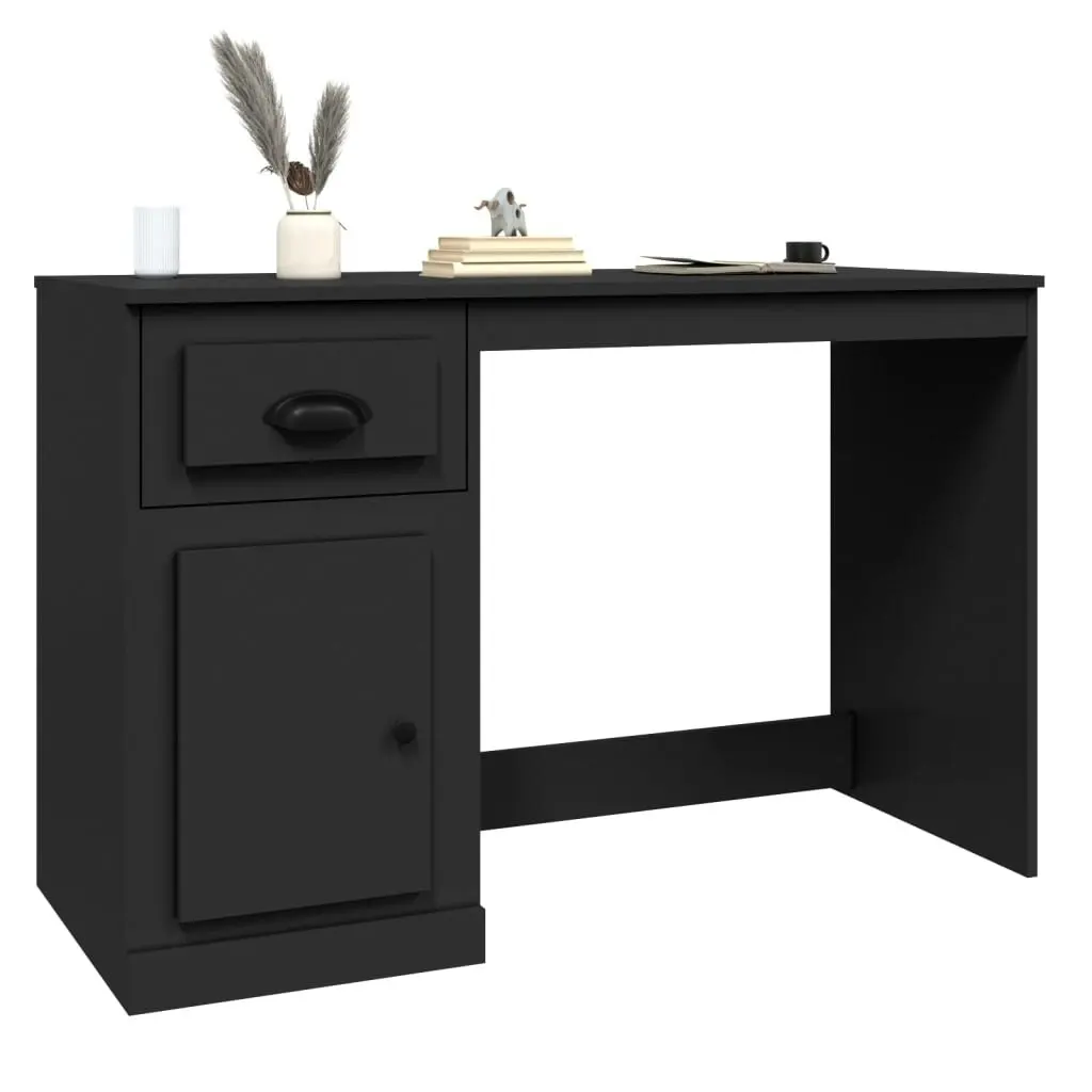 Desk with Drawer Black 115x50x75 cm Engineered Wood 816473