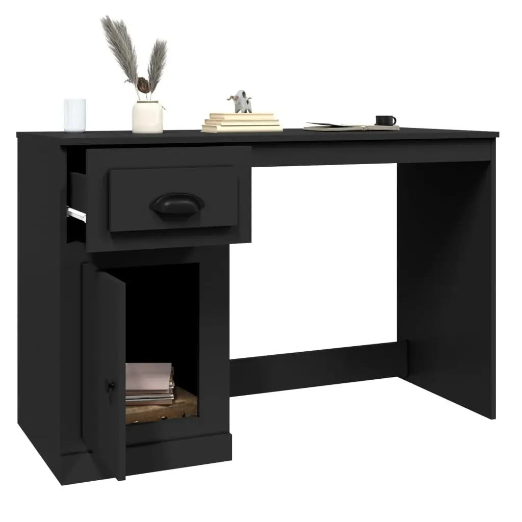 Desk with Drawer Black 115x50x75 cm Engineered Wood 816473