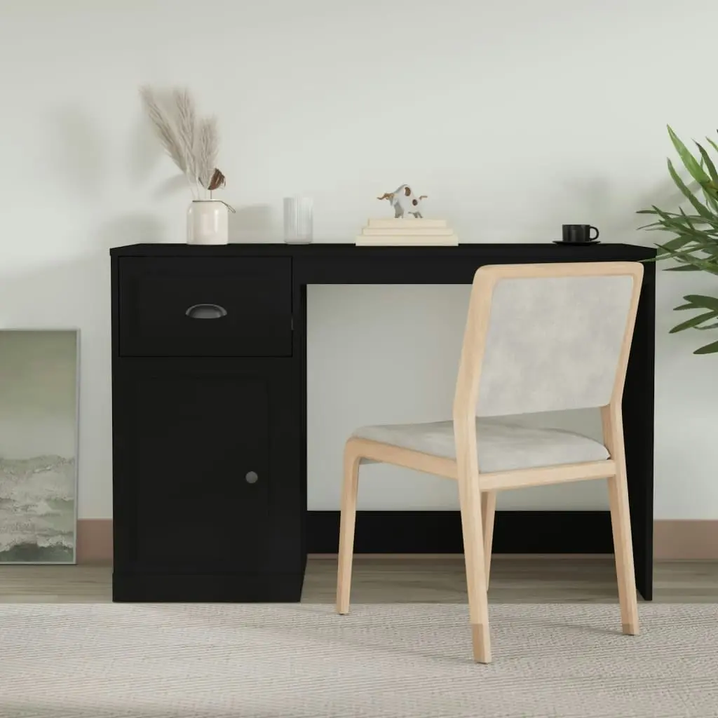 Desk with Drawer Black 115x50x75 cm Engineered Wood 816473