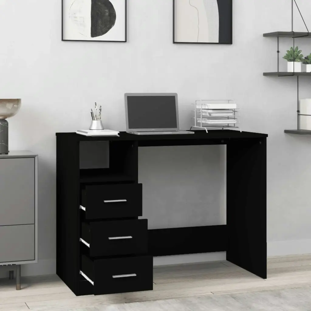 Desk with Drawers Black 102x50x76 cm Engineered Wood 823033