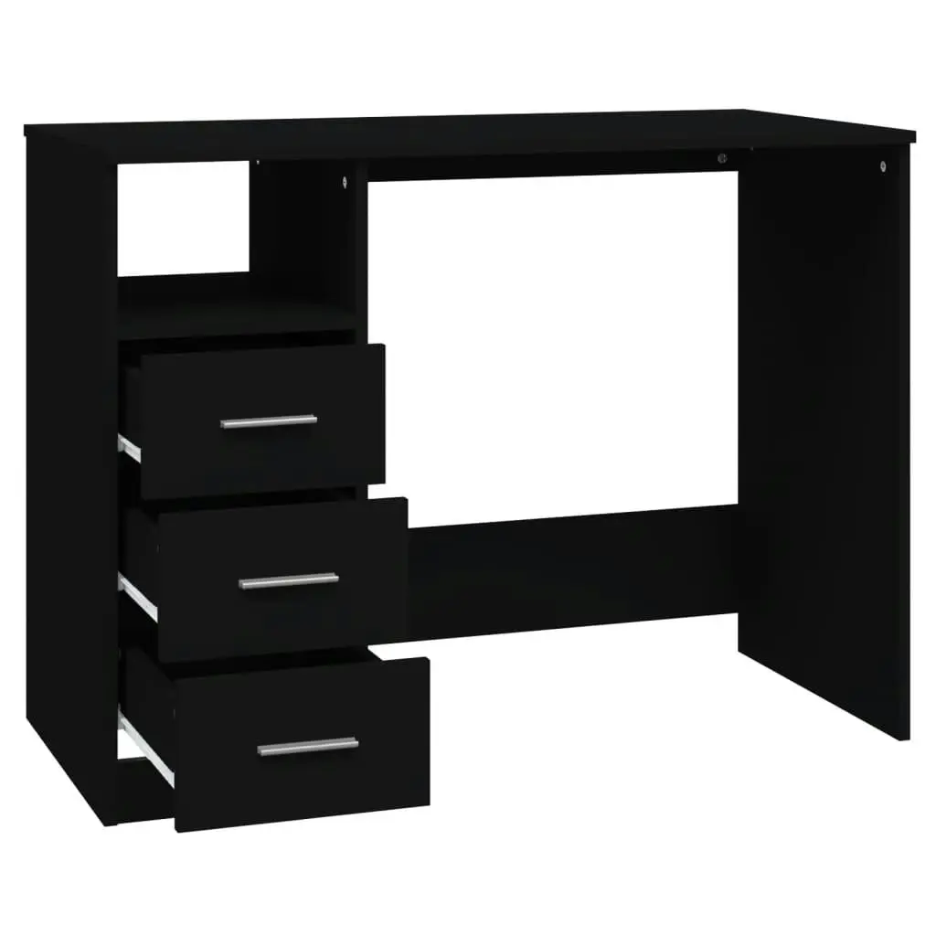 Desk with Drawers Black 102x50x76 cm Engineered Wood 823033