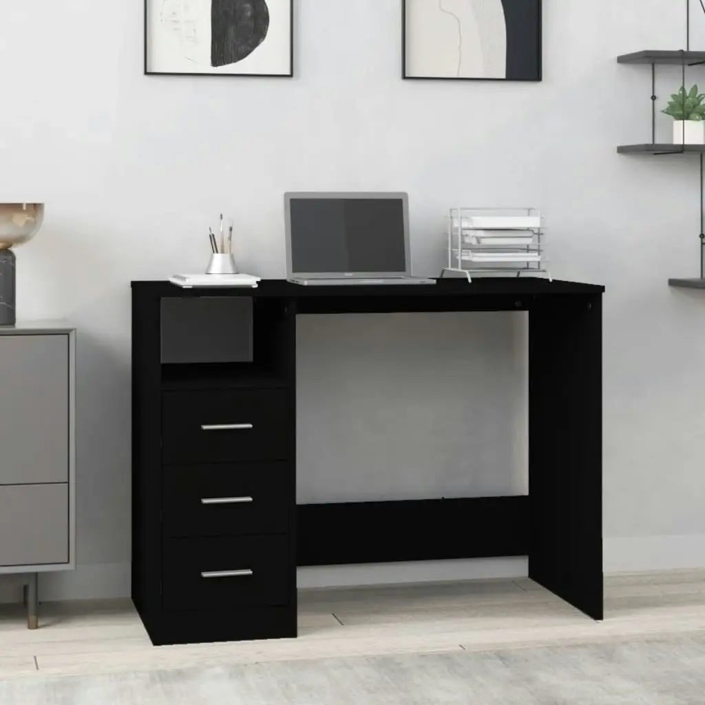 Desk with Drawers Black 102x50x76 cm Engineered Wood 823033