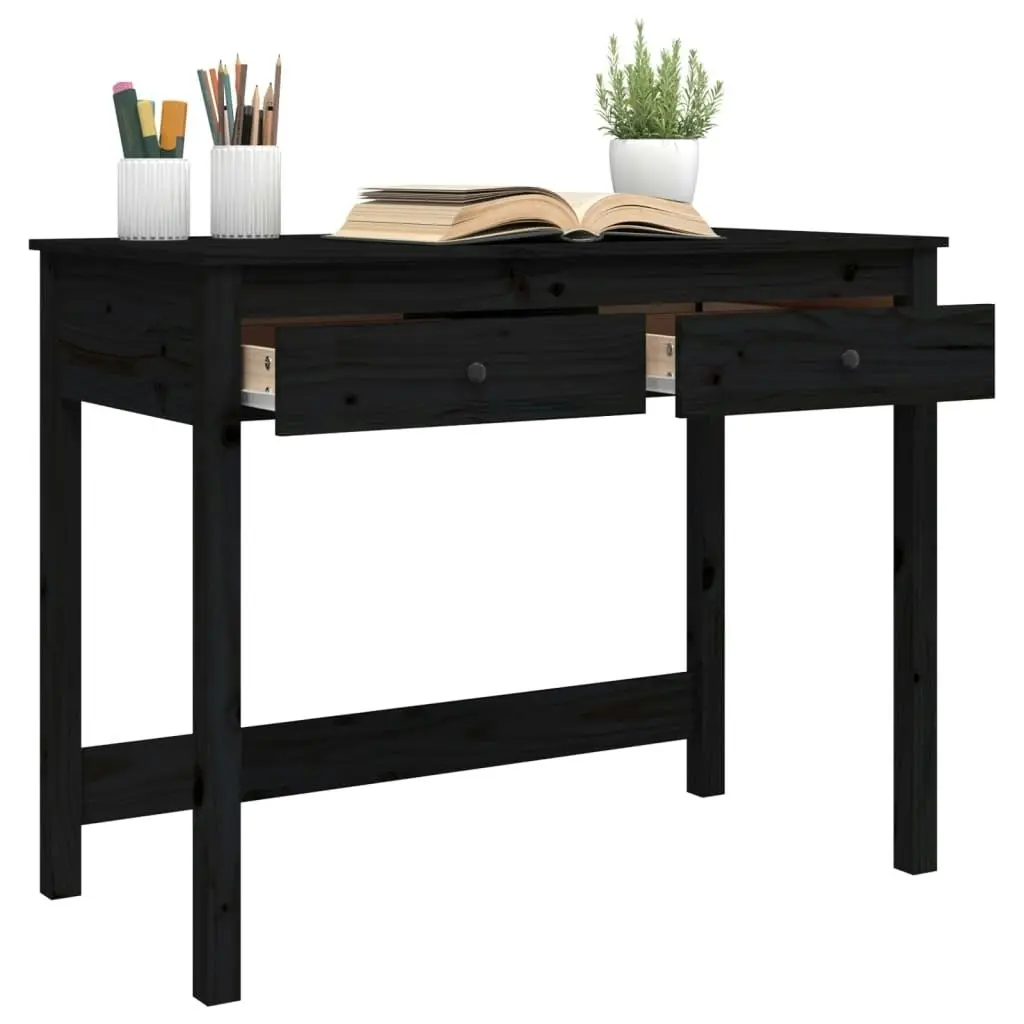 Desk with Drawers Black 100x50x78 cm Solid Wood Pine 824647