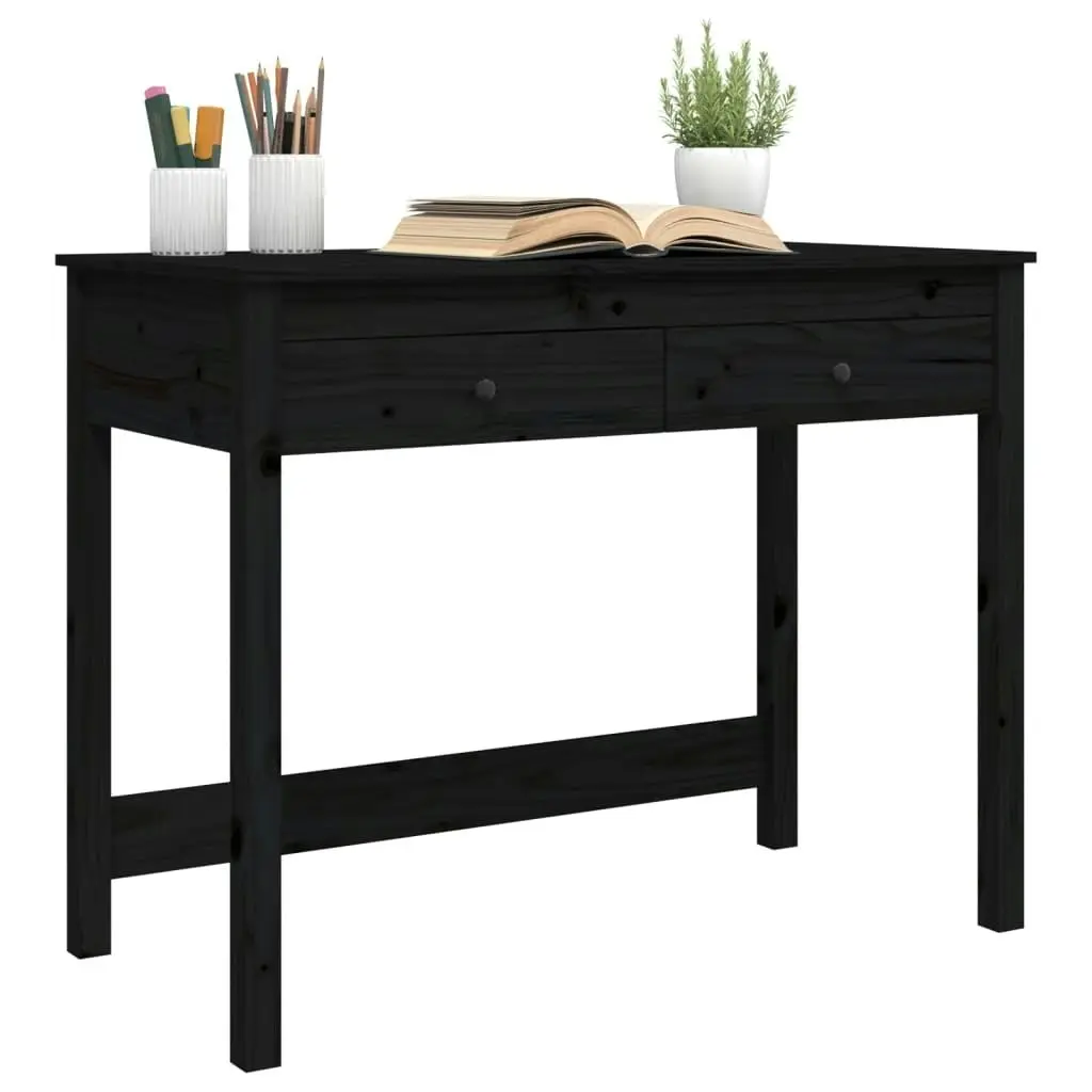 Desk with Drawers Black 100x50x78 cm Solid Wood Pine 824647