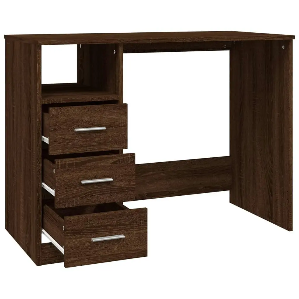 Desk with Drawers Brown Oak 102x50x76 cm Engineered Wood 823039