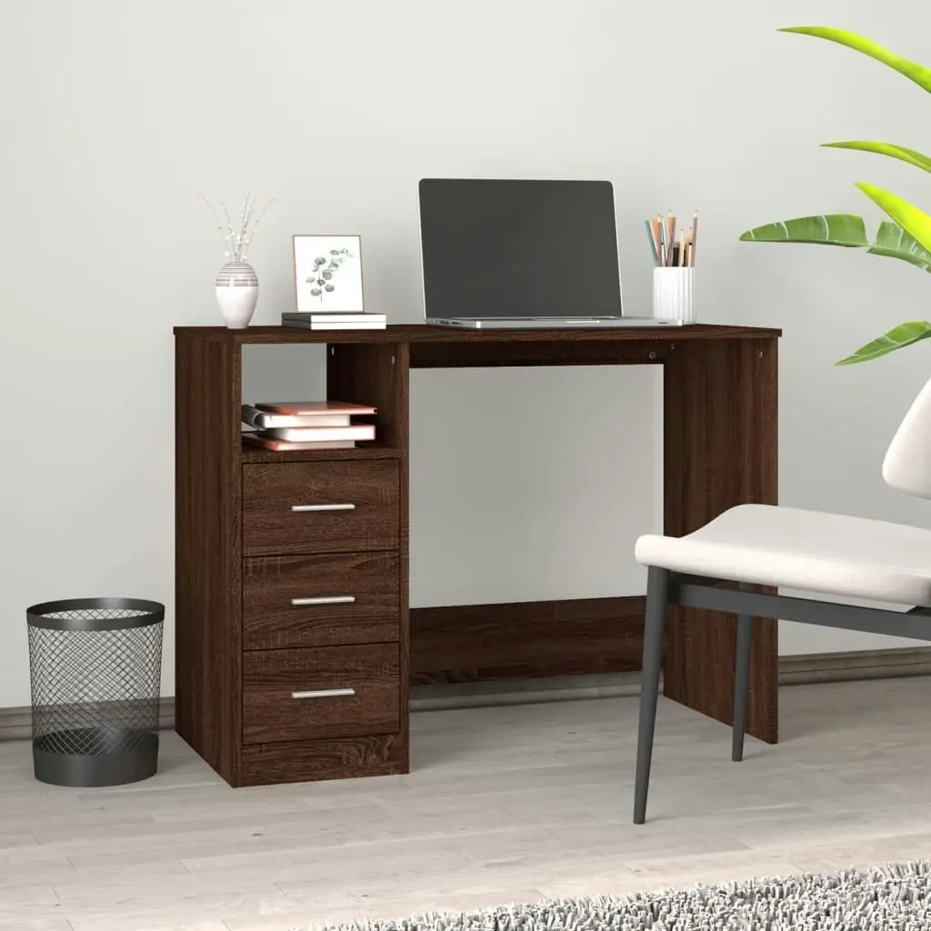 Desk with Drawers Brown Oak 102x50x76 cm Engineered Wood 823039